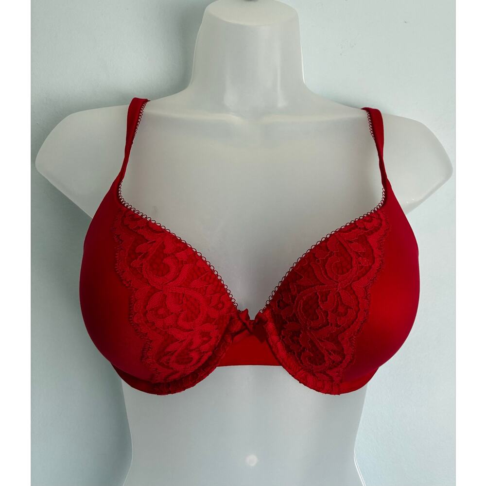 Victoria's Secret Bra Body By Victoria Perfect Shape Red Padded Lace 34C